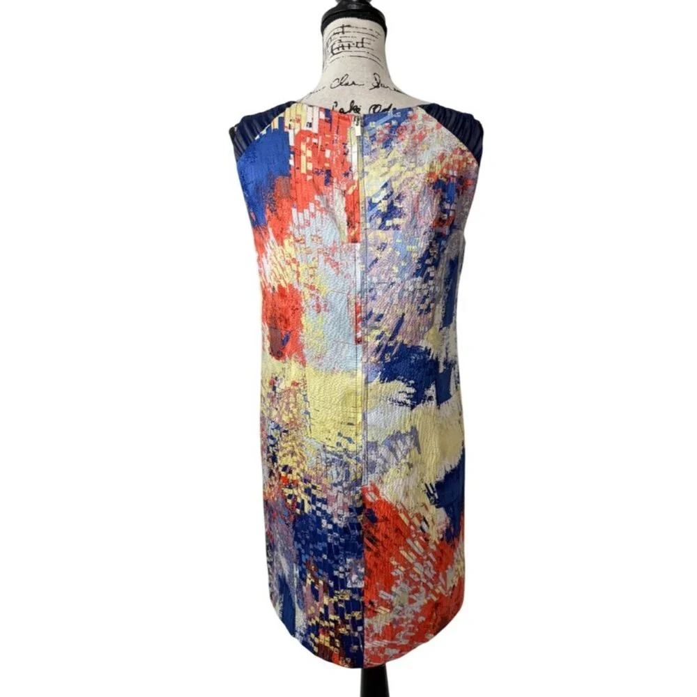 Hanii Y Womens Size IT 44 / US M Silk Dress Sleeveless Abstract Ocean Blue NEW - Picture 4 of 9